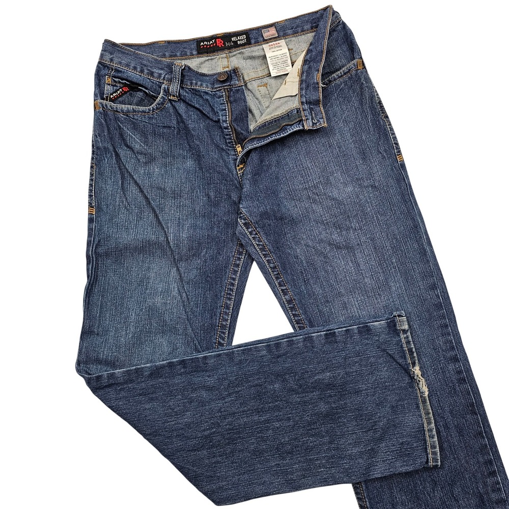 Ariat FR M4 Relaxed Boot Jeans Mens 34x35 Blue Denim Flame Resistant Workwear - Picture 1 of 13
